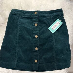 Copper Key Teal Button-Front Mini Skirt